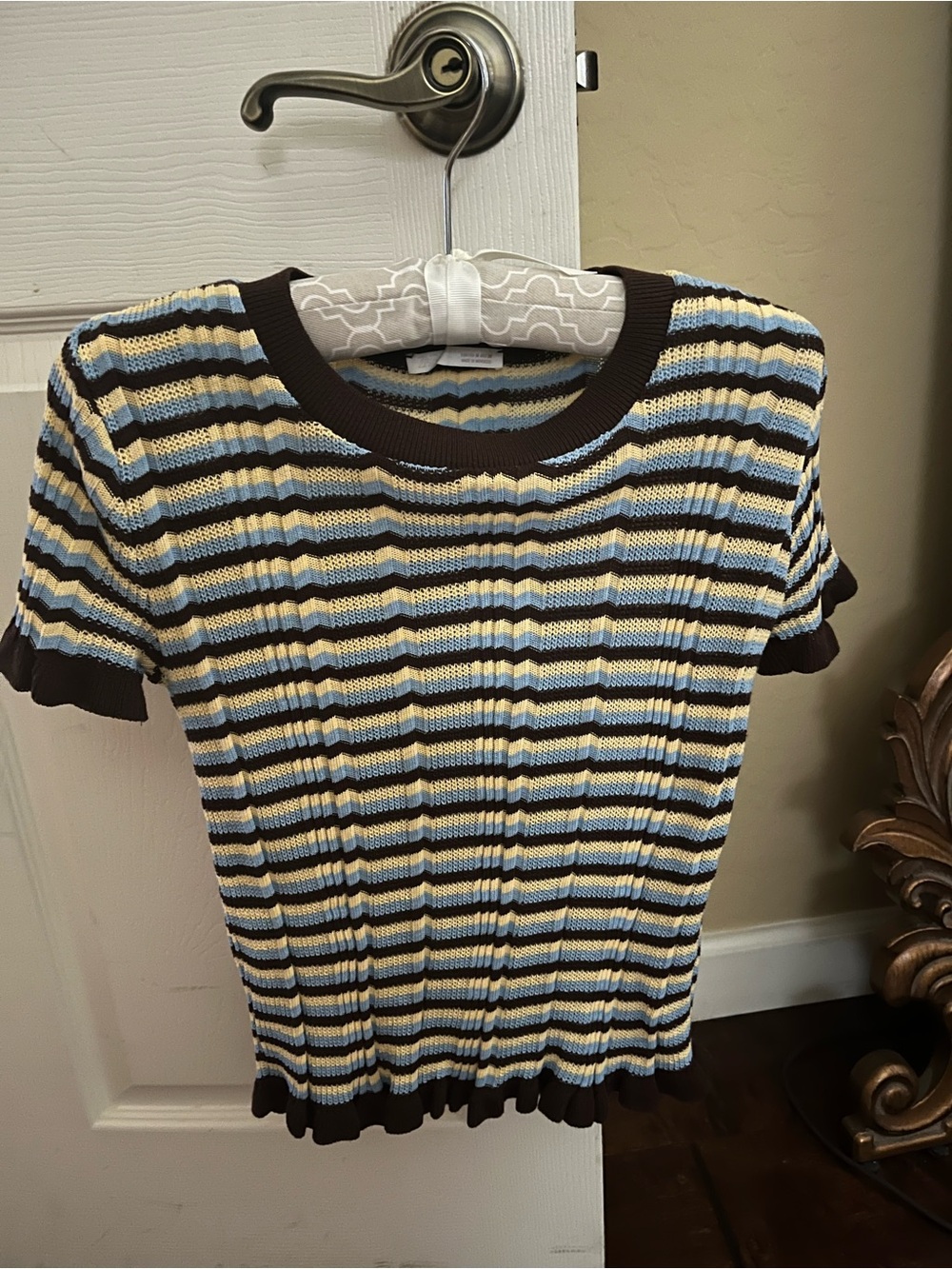 Zara Crochet Short Sleeve Knit Top Size M - Picture 4 of 5